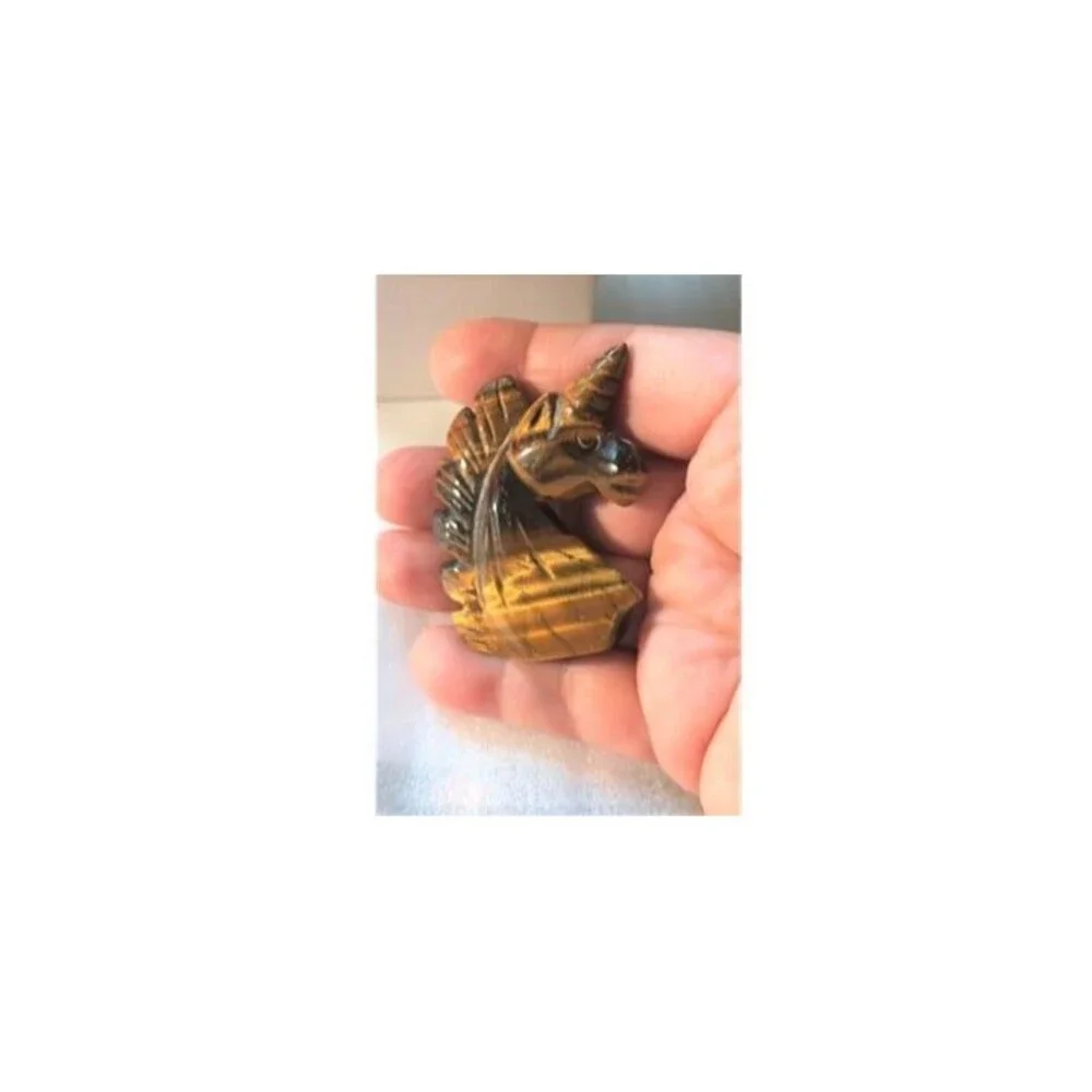 Yellow Tiger Eye Unicorn Carving